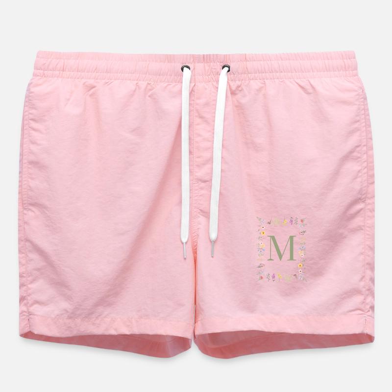 Monogramme floral initial M - Short de bain - rose