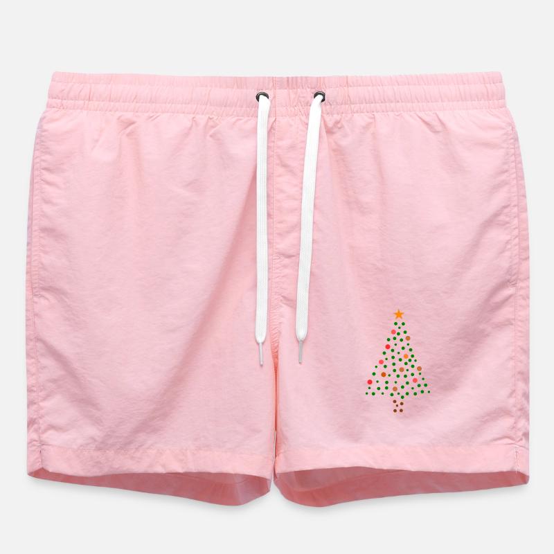 Christmas Tree - Dotted - Swim Trunks - pink