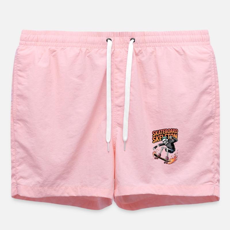 Skateboard Skeleton Dynamic Design - Swim Trunks - pink