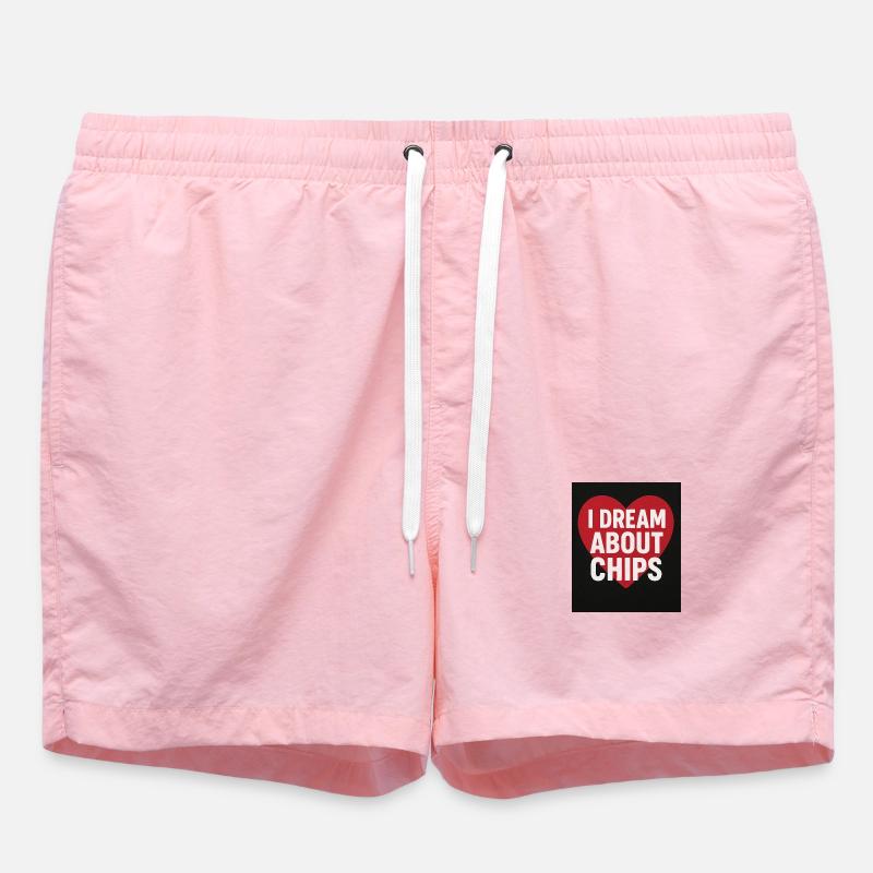 I Dream About Chips Heart - Swim Trunks - pink