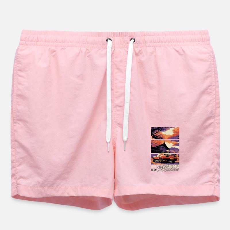 Sunset Skyline Triptych Car Legend - Swim Trunks - pink