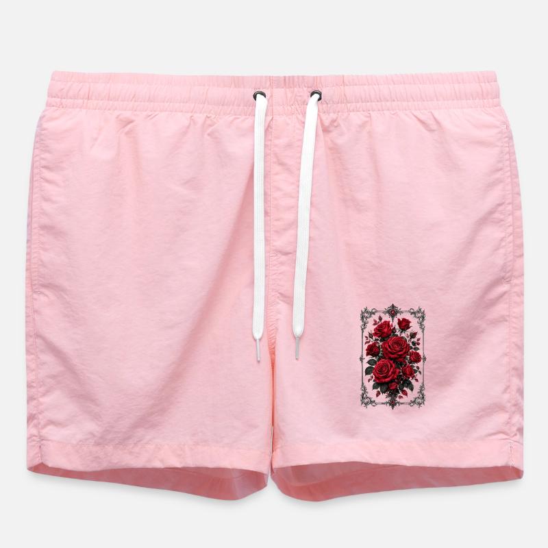 Roses, Roses rouges, Roses et Fleurs - Short de bain - rose