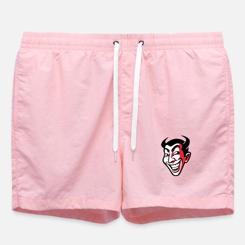 Expressive Smiling Comic Face Design - Swim Trunks - pink