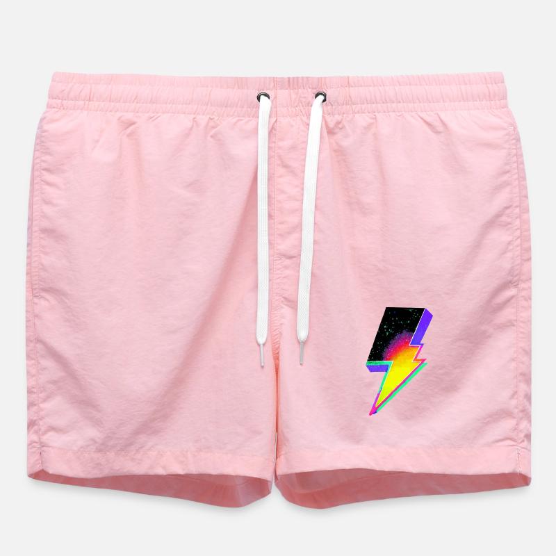 Neon Rainbow Lightning Emblem - Swim Trunks - pink