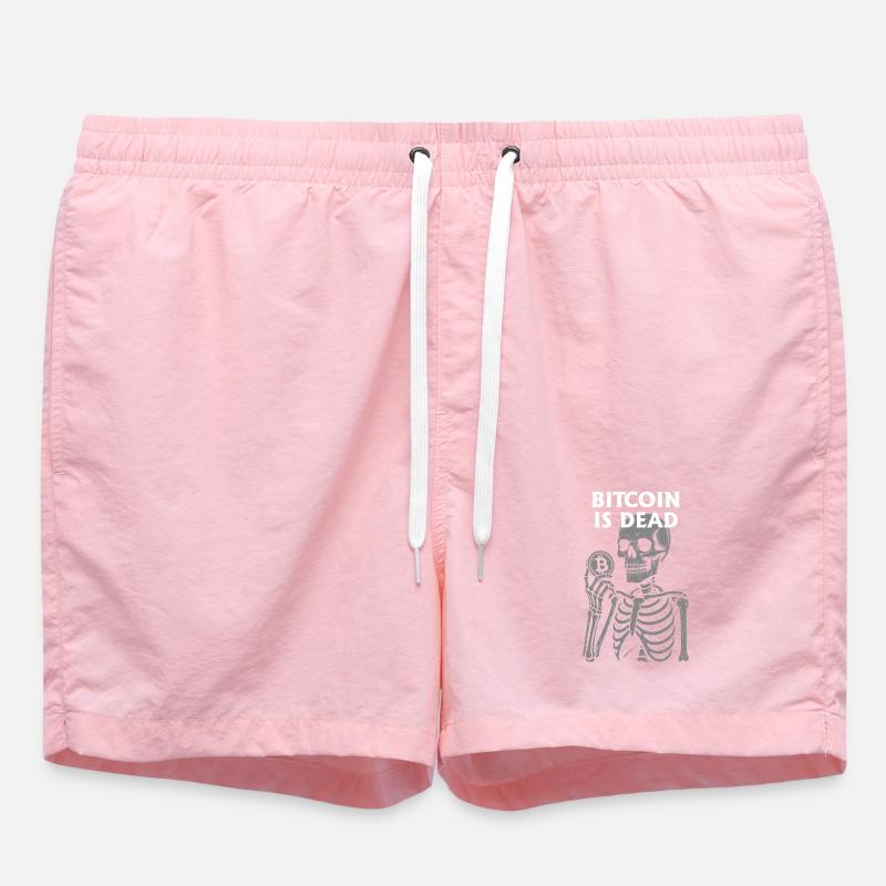 Bitcoin Is Dead Skeleton - Swim Trunks - pink