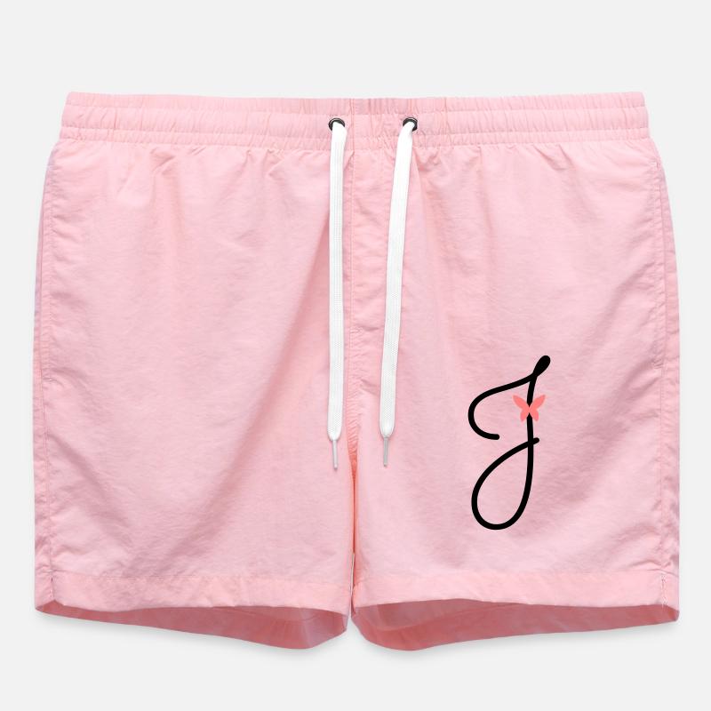 Letter J Butterfly Letter - Swim Trunks - pink