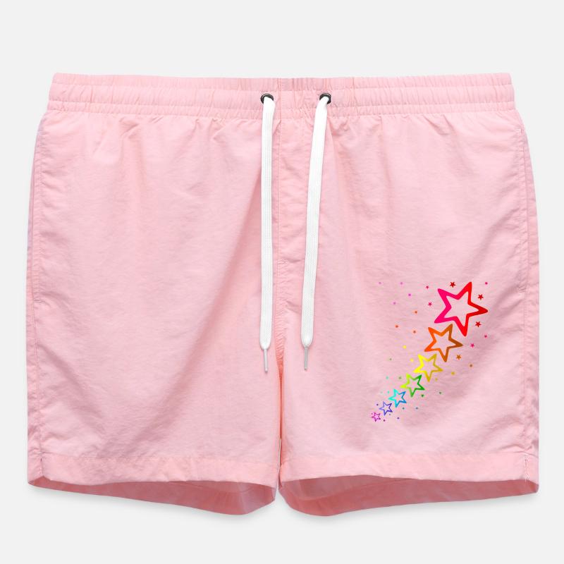 bunte Sterne Regenbogenfarben - Badeshorts - Pink