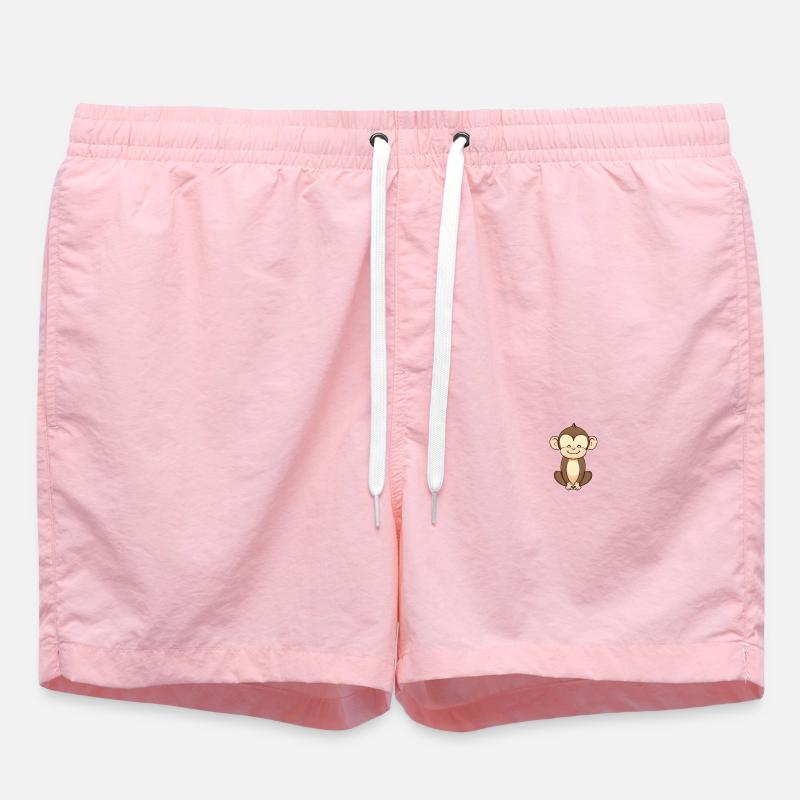 Cute monkey sits relaxed - Swim Trunks - pink