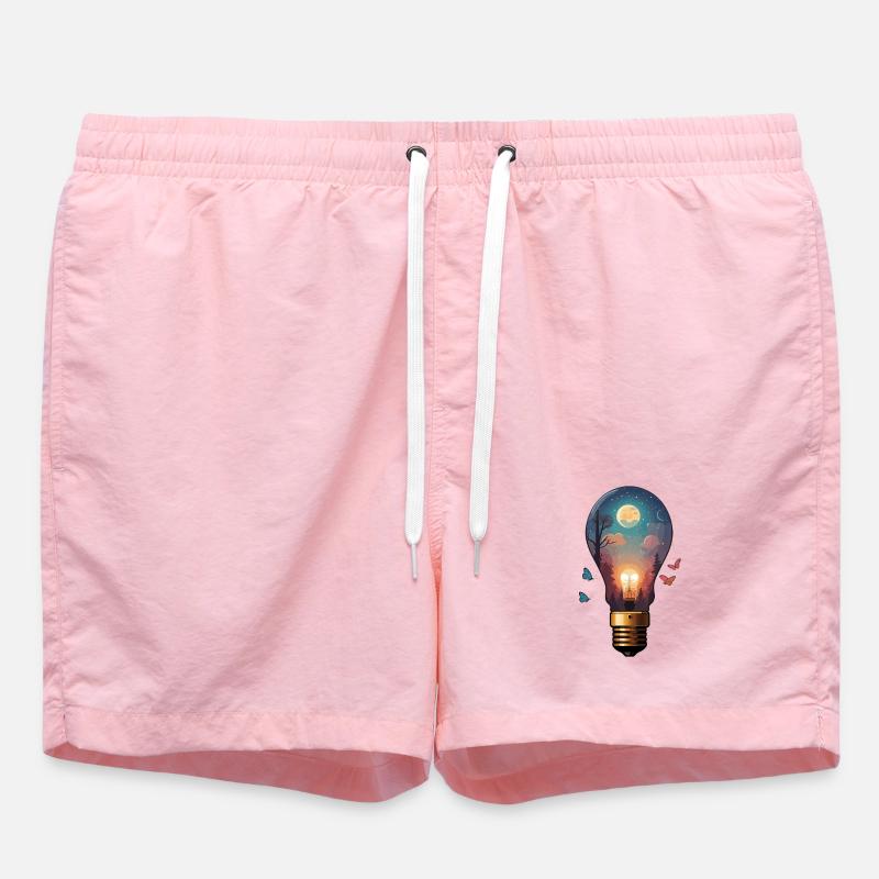 Light bulb with moonlight - Swim Trunks - pink