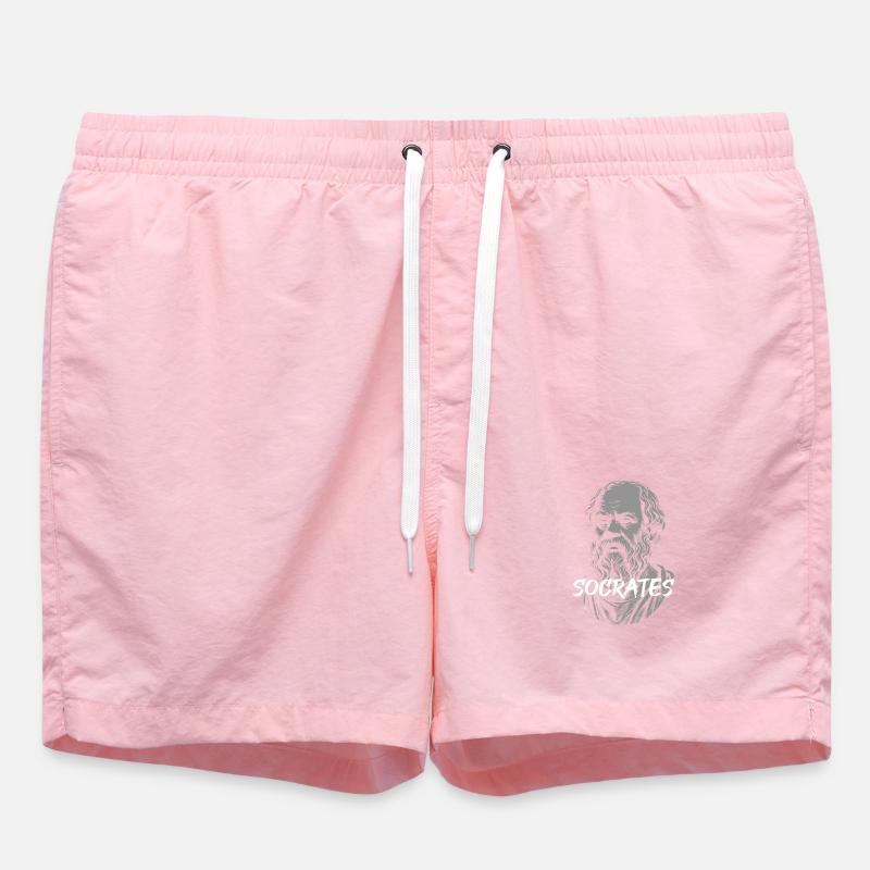 Socrates Ancient Philosopher Portrait - Swim Trunks - pink