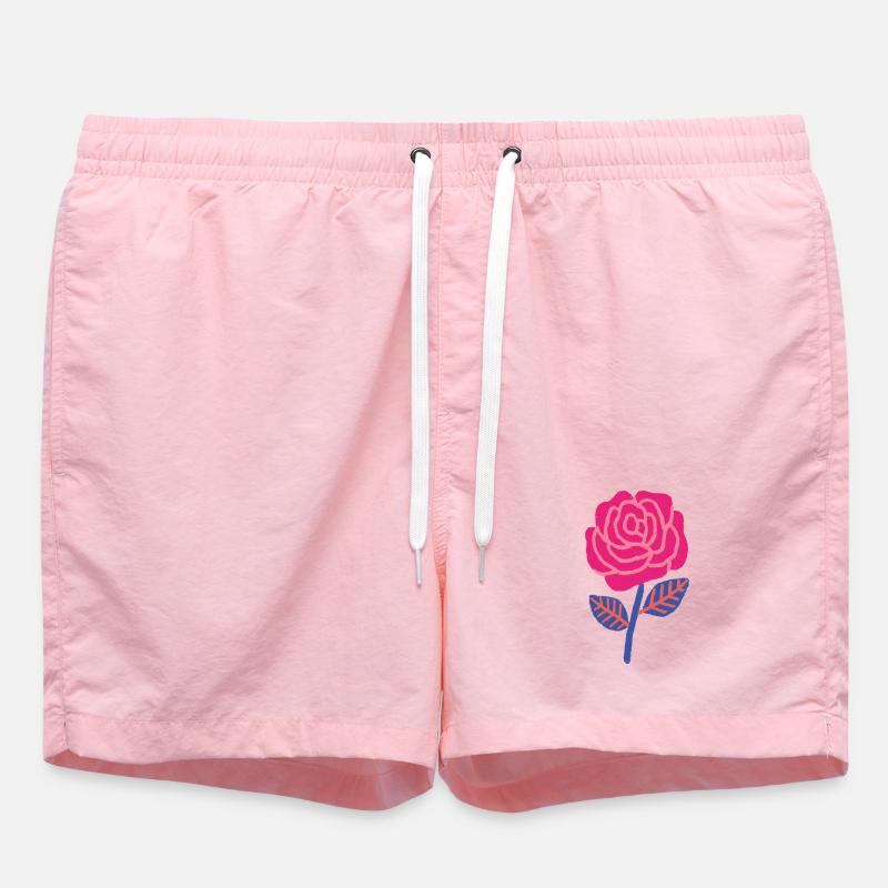 Rubinrose mit blauen Blättern - Badeshorts - Pink