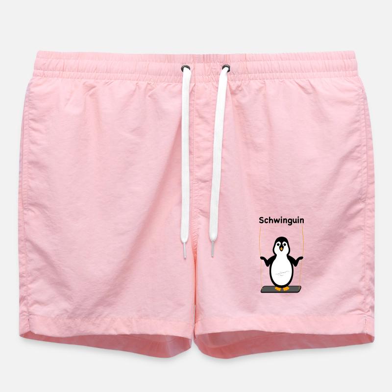 Schwinguin - Pinguin auf Schaukel - Badeshorts - Pink