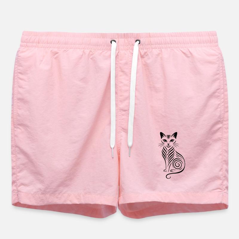 Silhouette de chat de nuit - Short de bain - rose