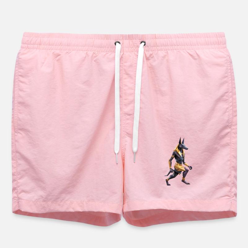 Anubis - Cool Low Poly Logo - Swim Trunks - pink
