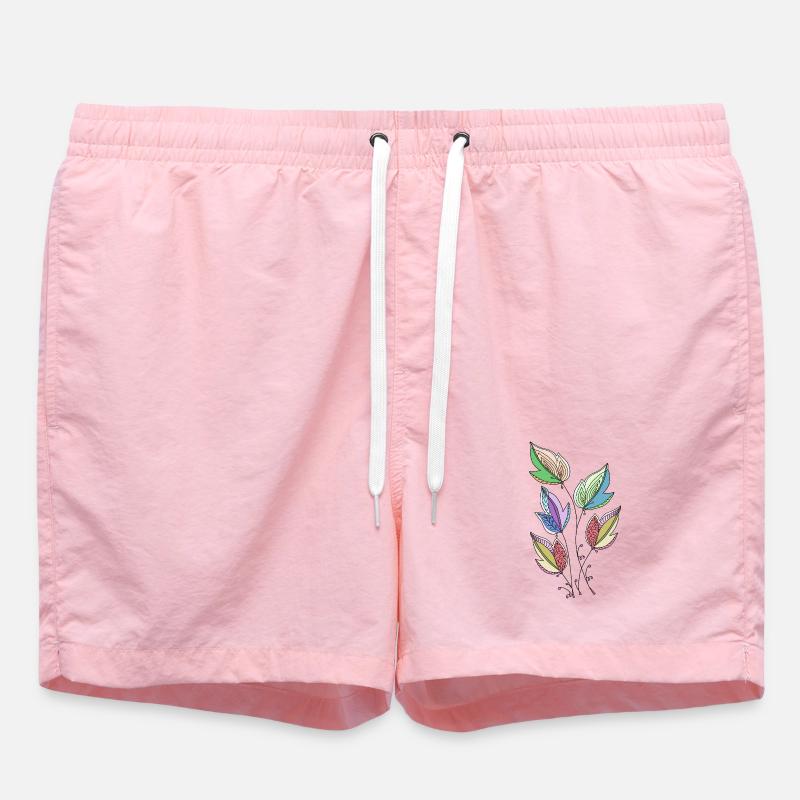 feuilles - Short de bain - rose