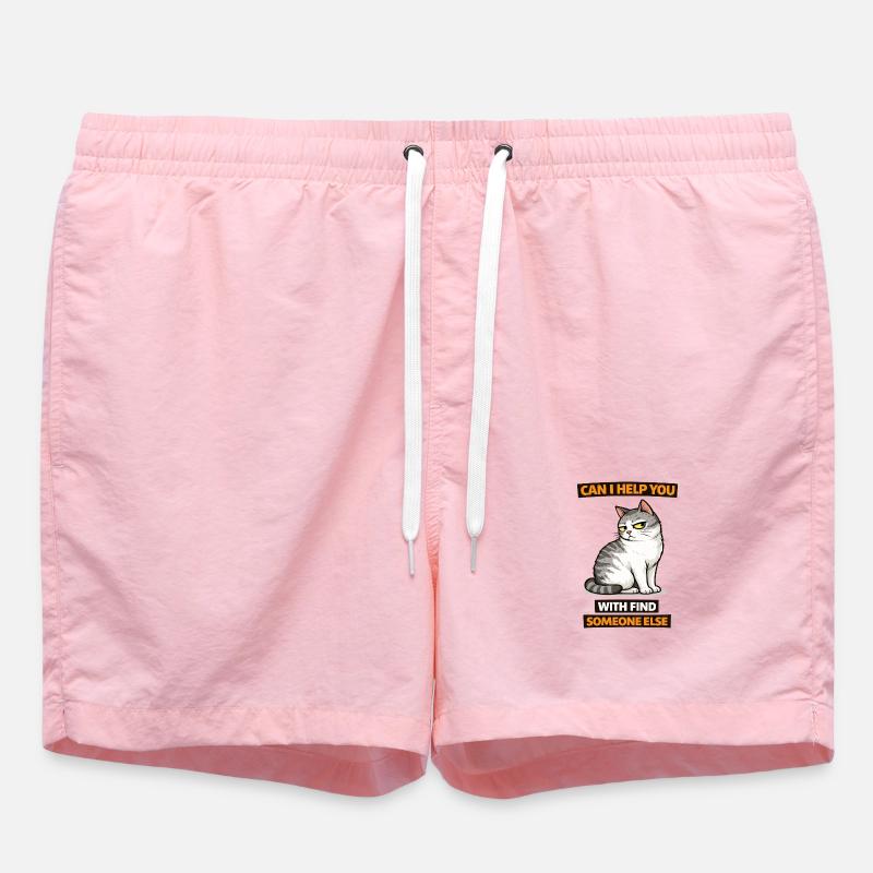 Moody Cat Help Find Someone Else - Swim Trunks - pink