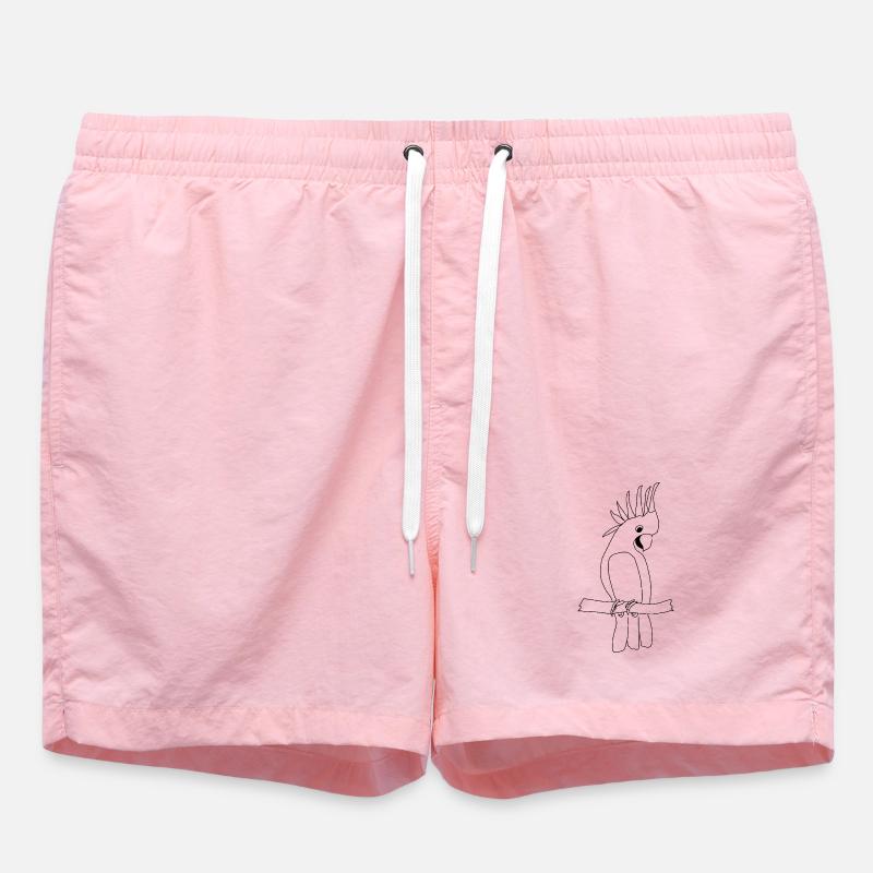 Cacatoès - Graphique noir et blanc - Short de bain - rose