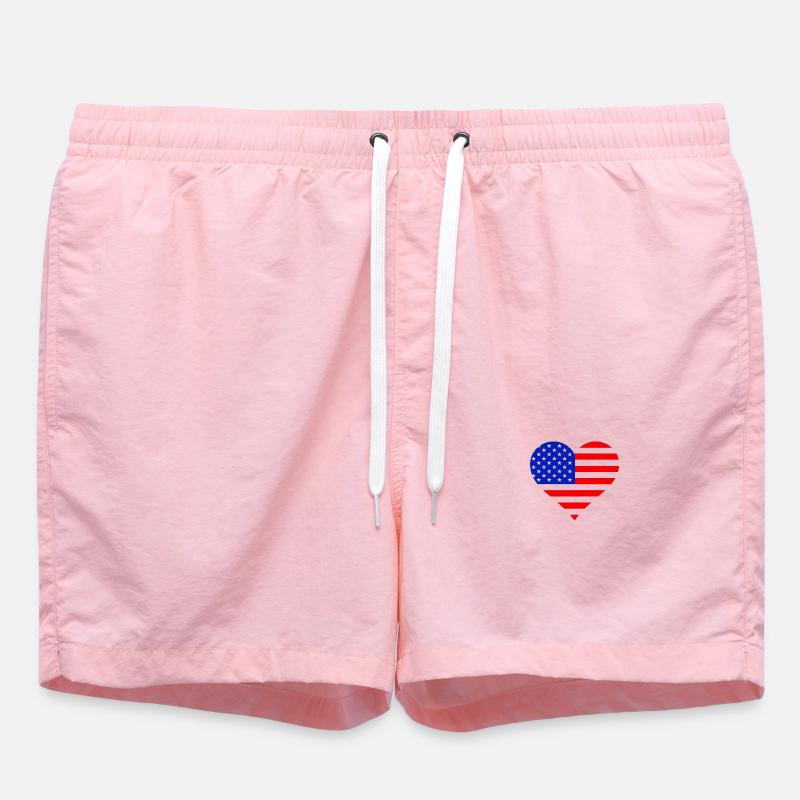 Coeur Drapeau US  - Short de bain - rose
