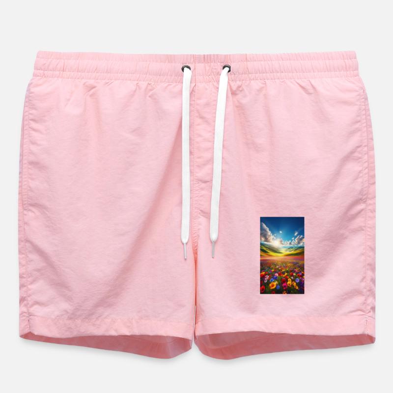 Prairie arc-en-ciel au soleil - Short de bain - rose