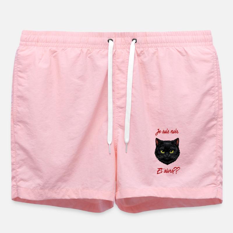 Chat noir et texte rouge audacieux - Short de bain - rose