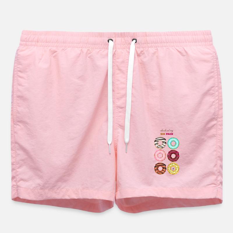 Six glazed donuts illustration with inscription - Swim Trunks - pink