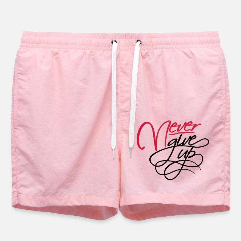Never give up - Badeshorts - Pink