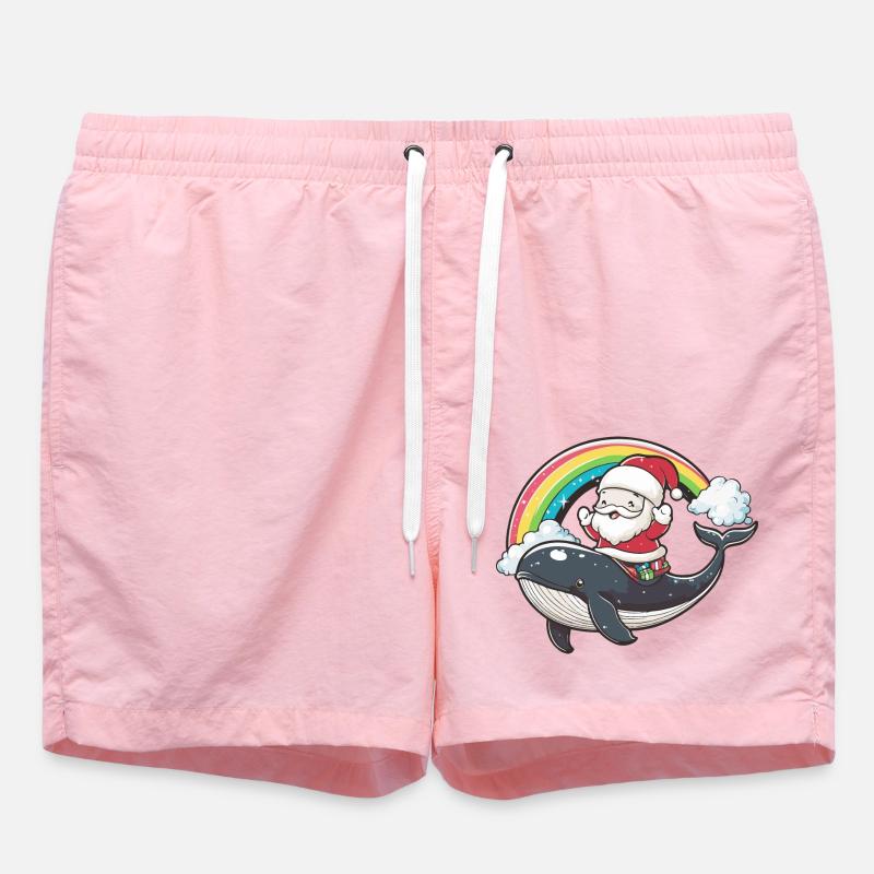Baleine Père Noël Arc-en-ciel - Short de bain - rose