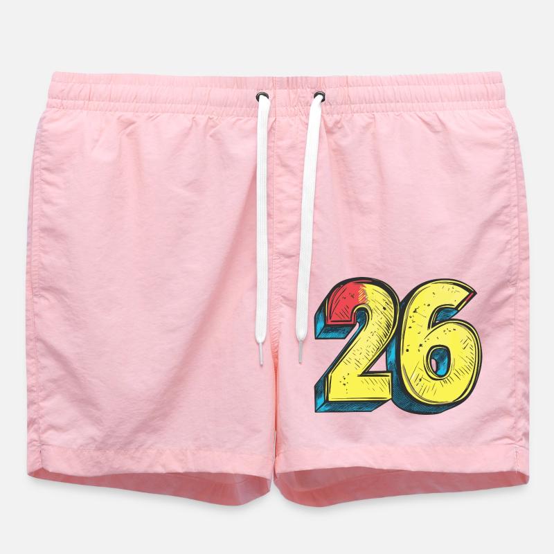 26 Symbole numérique - Short de bain - rose