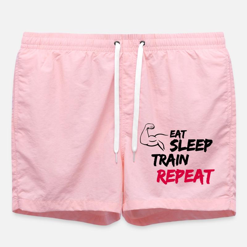 eat sleep train repeat - Badeshorts - Pink