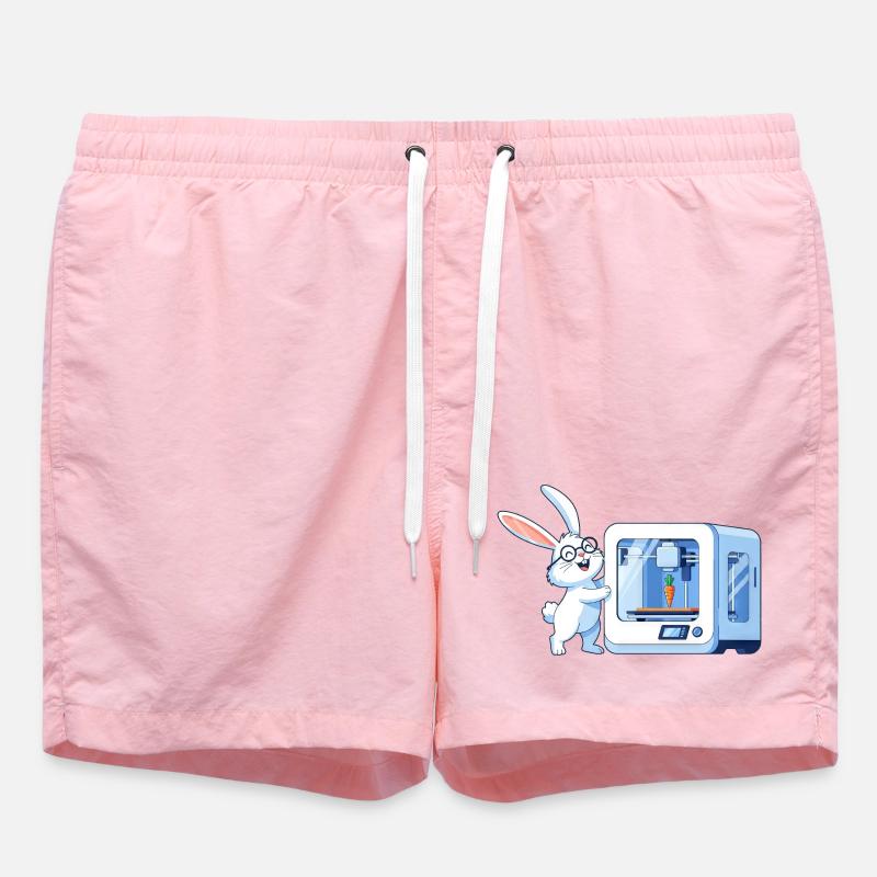 Lustiges Kaninchen Nerd Programmierer 3D Drucker - Badeshorts - Pink