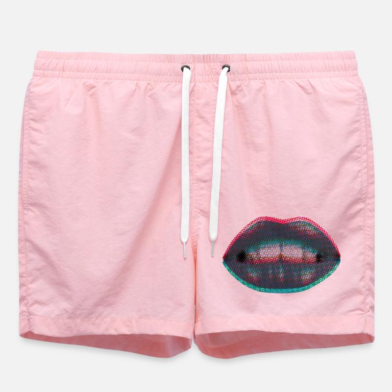 Dotted neon lips - Swim Trunks - pink