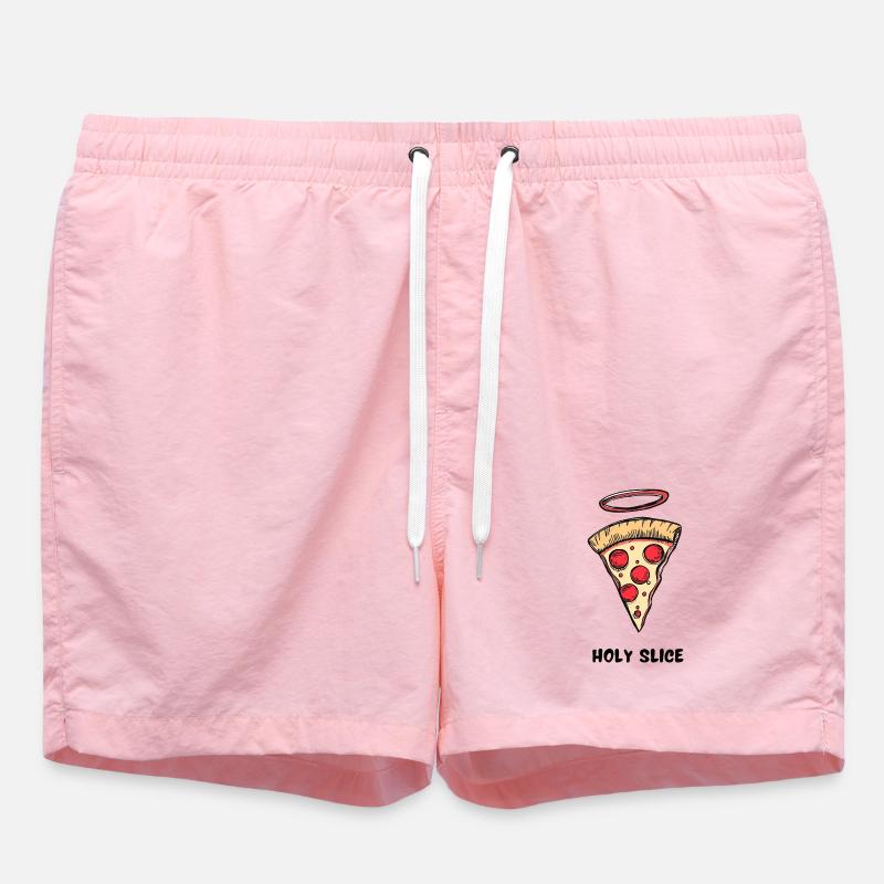 Holy Slice – Retro Comic Pizza - Badeshorts - Pink