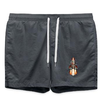Futuristic rocket on launch in comic style - Swim Trunks -  - Front