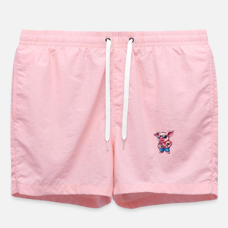 Pig Comic Cool Summer - Swim Trunks - pink