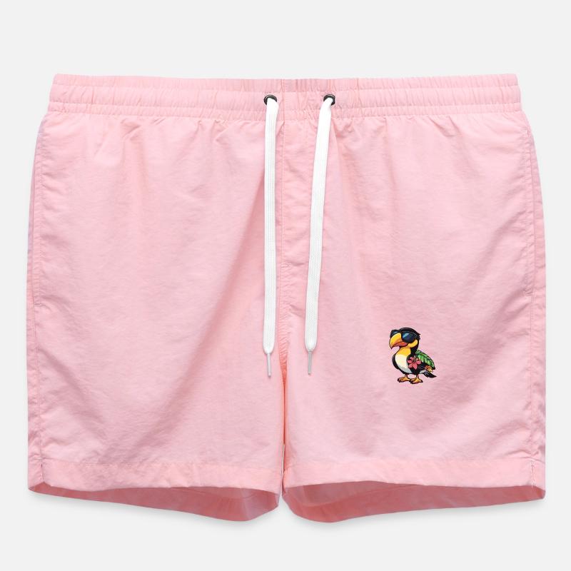 Toucan Bird Comic Cool Summer - Swim Trunks - pink