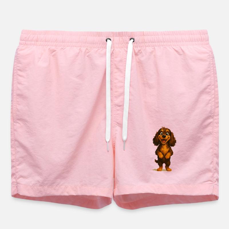 Cocker Spaniel Grinning Broadly - Swim Trunks - pink