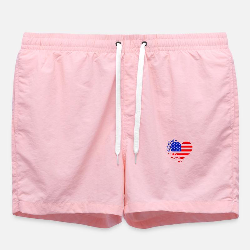 Coeur Drapeau US  - Short de bain - rose