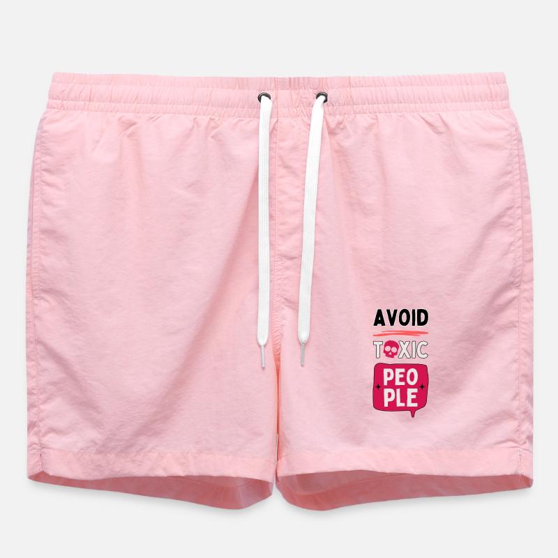 Avoid toxic people - skull - Swim Trunks - pink