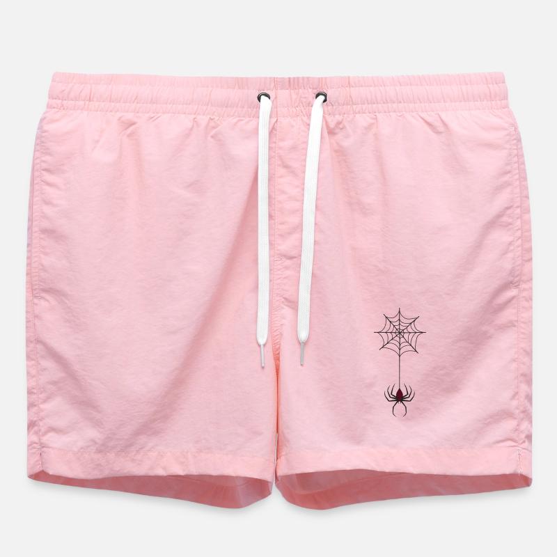 Spooky Halloween Spider in Web 2 - Swim Trunks - pink