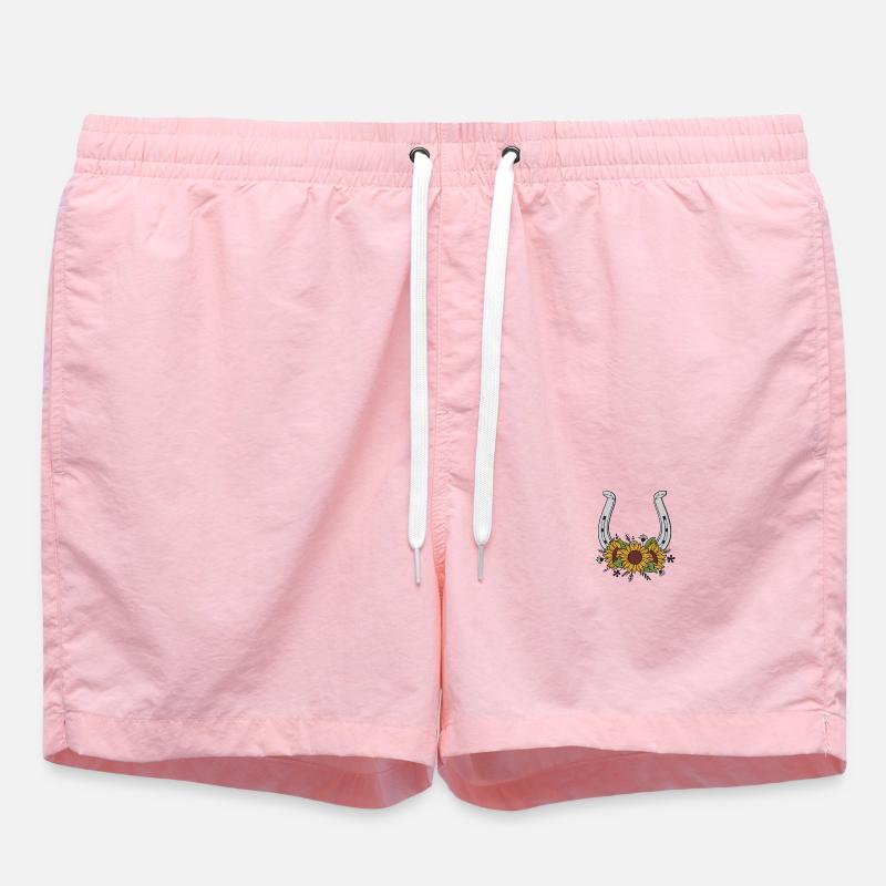Sunflower Horseshoe Pattern - Swim Trunks - pink