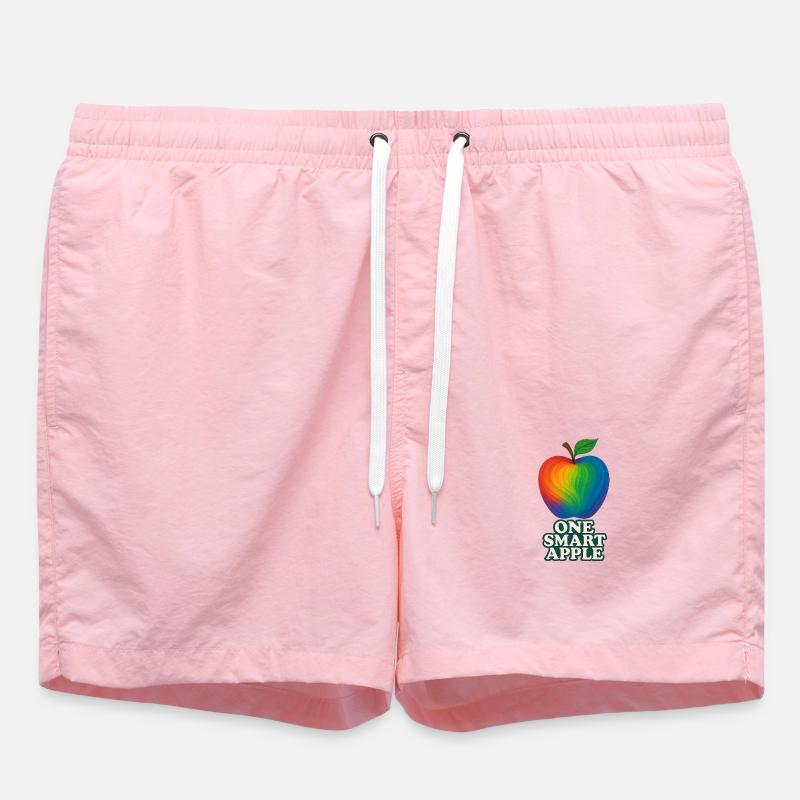 Colorful apple with headline "One Smart Apple" - Swim Trunks - pink