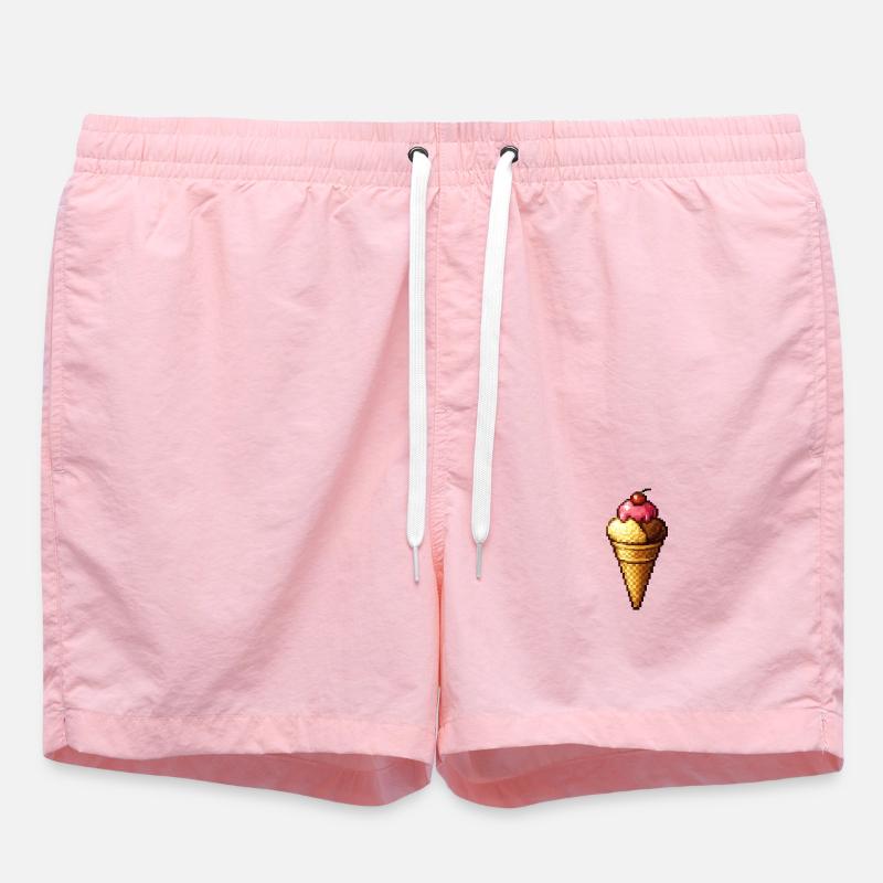 Retro Pixel Eiscreme Cone - Swim Trunks - pink