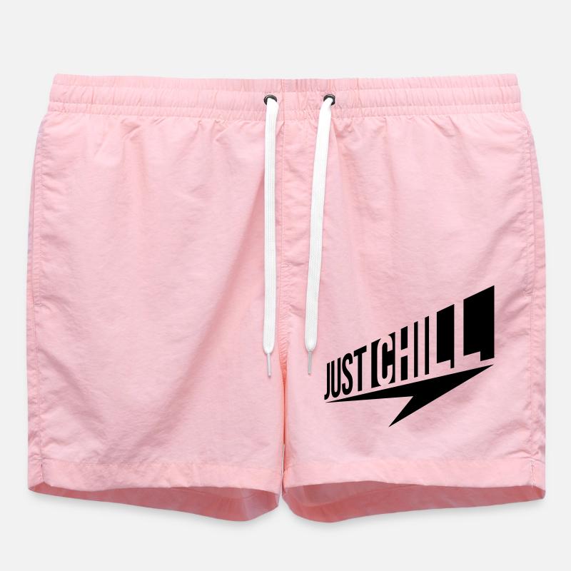 Just Chill Text Logo - Swim Trunks - pink