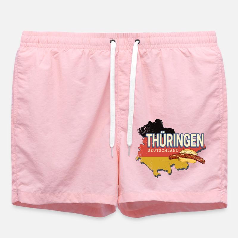 Thuringia Germany Retro State Souvenir - Swim Trunks - pink