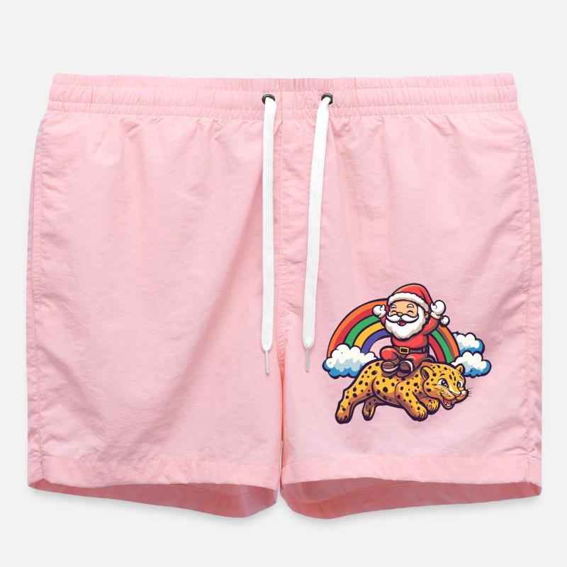 Léopard Père Noël Arc-en-ciel - Short de bain - rose