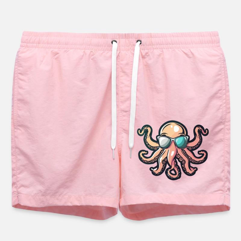 Octopus Comic Cool - Swim Trunks - pink
