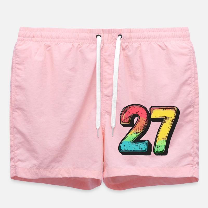 27 Symbole numérique - Short de bain - rose