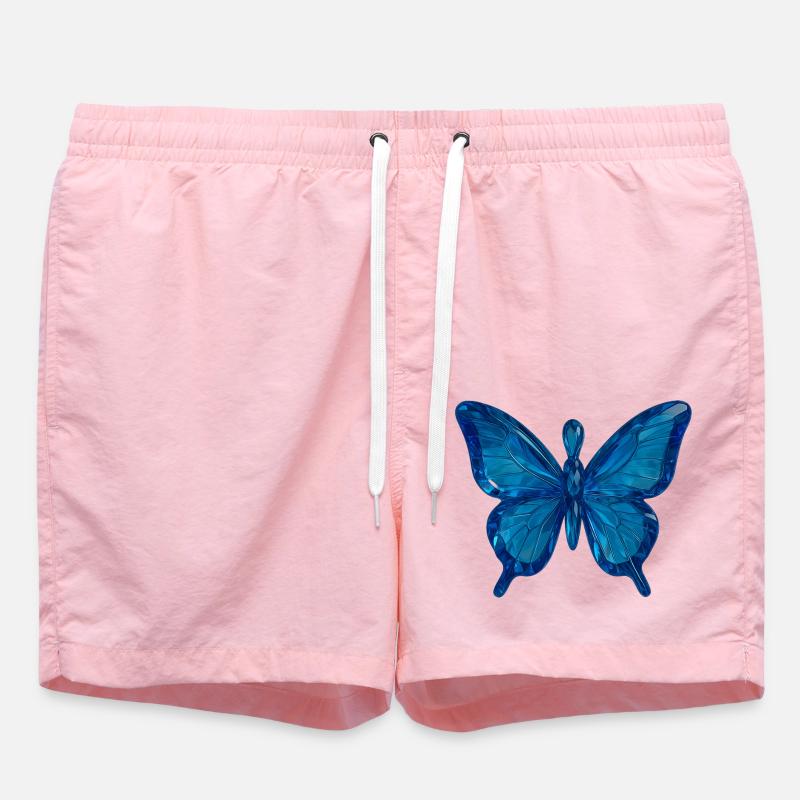 Blue butterfly in a crystal-clear design - Swim Trunks - pink