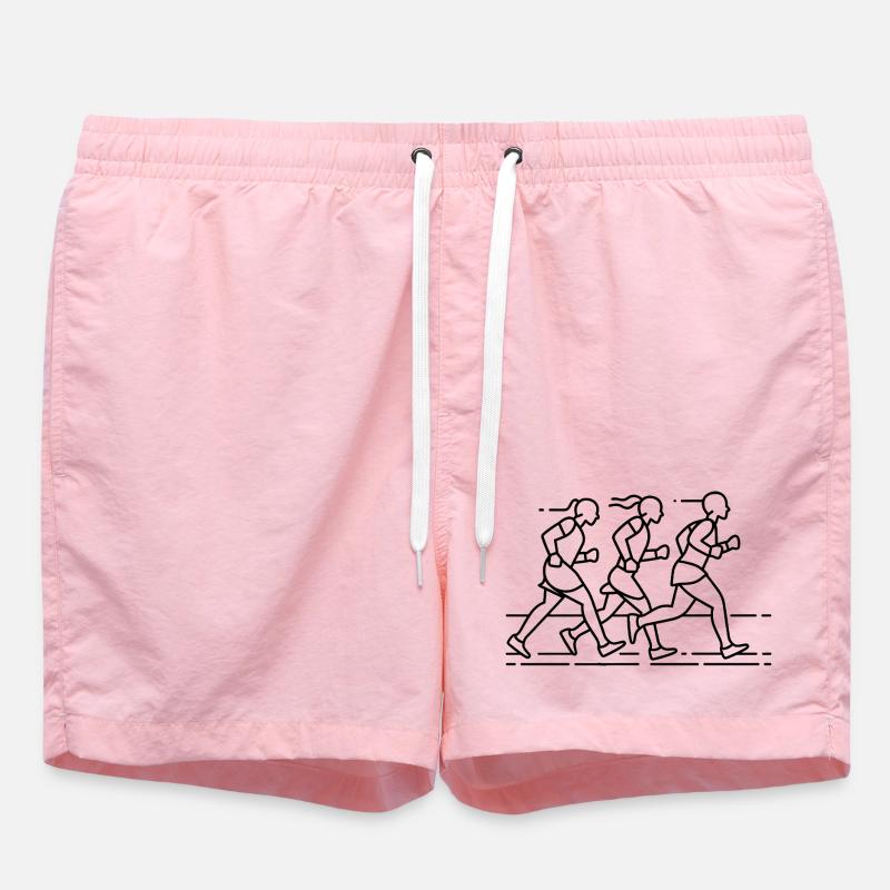 Dessin au trait des coureurs - Short de bain - rose