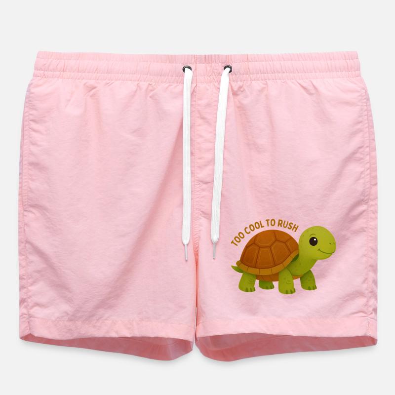 Too Cool To Rush Turtle - Swim Trunks - pink